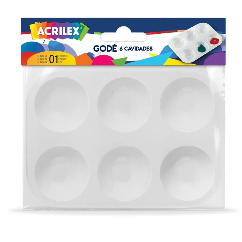 PALETA PARA PINTURA GODE 6 CAVIDADES ACRILEX  - imagem 3