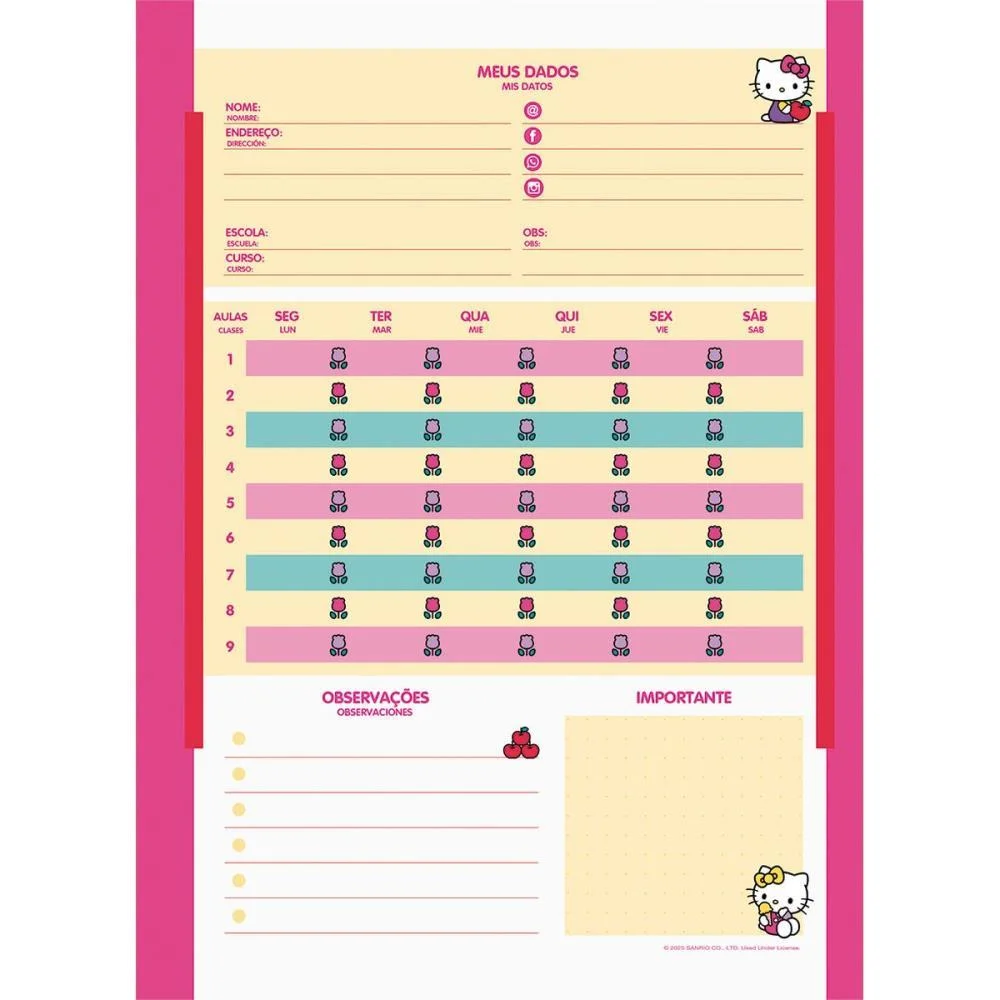 CADERNO 01X1 CAPA DURA HELLO KITTY NEO 80FLS. I.A JANDAIA (UNIDADE) - imagem 9