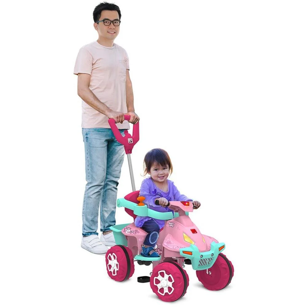 VEICULO PARA BEBE SMART QUAD ROSA PASSEIO/PEDAL BANDEIRANTE  - imagem 6