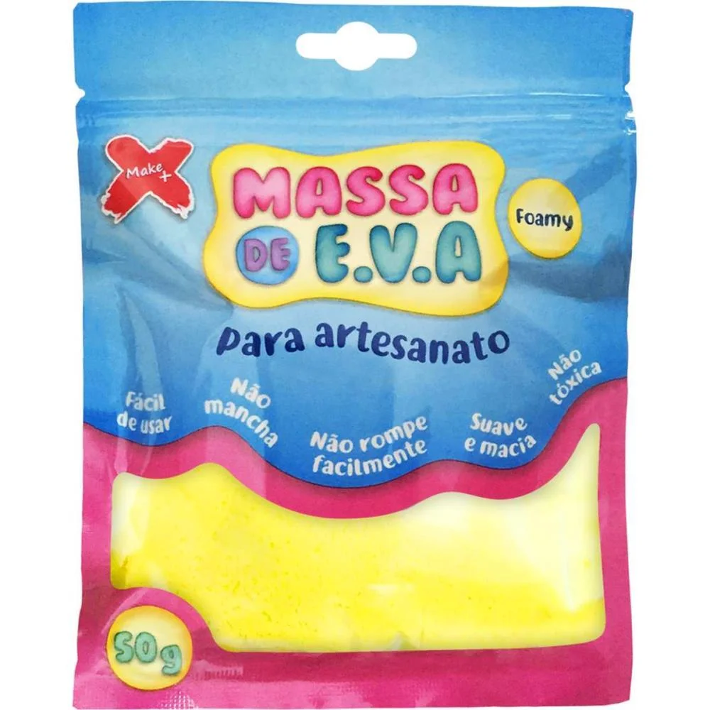 MASSA DE EVA AMARELA 50G MAKE+ (UNIDADE)