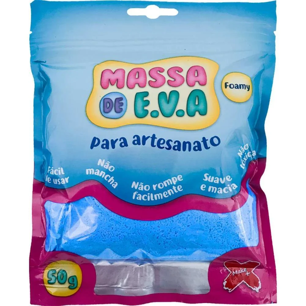 MASSA DE EVA AZUL CLARO 50G MAKE+ (UNIDADE)