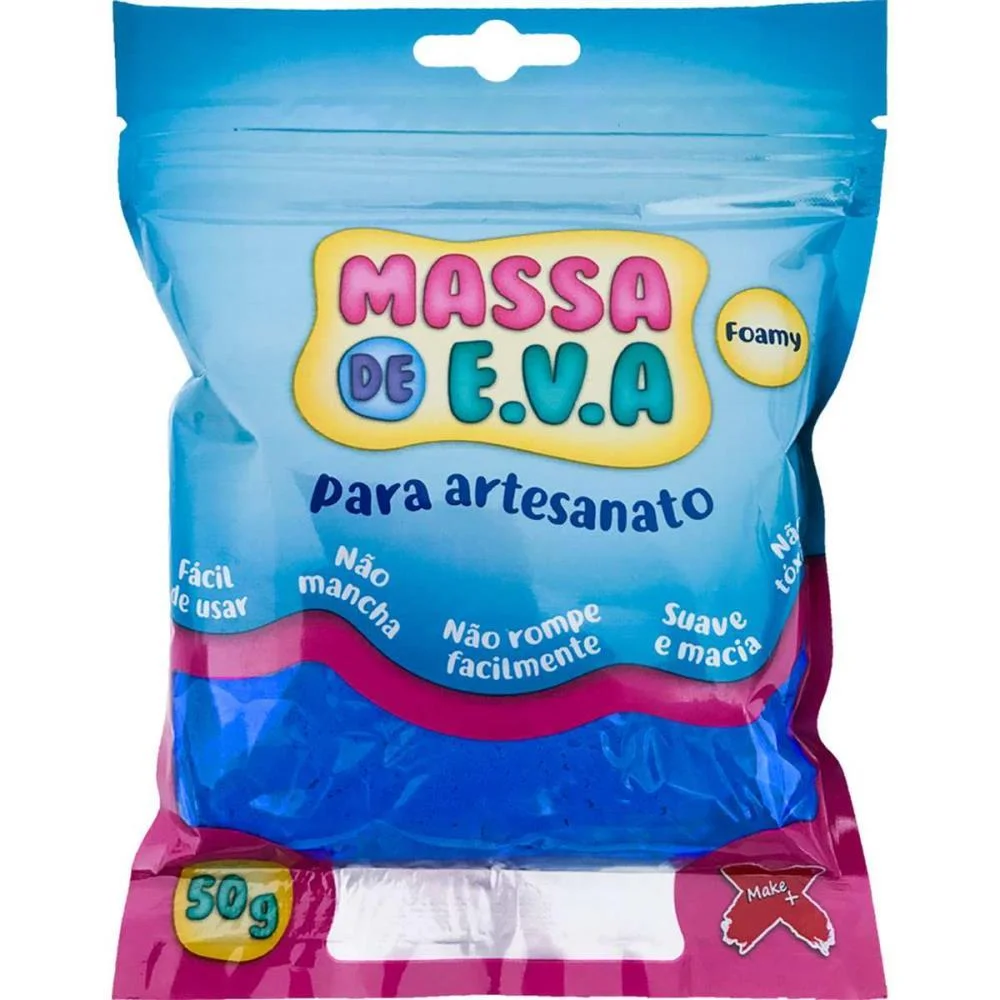 MASSA DE EVA AZUL ESCURO 50G MAKE+ (UNIDADE)