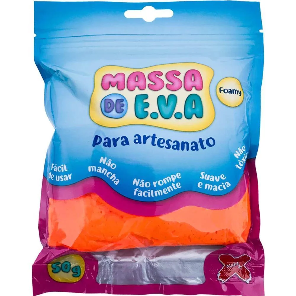 MASSA DE EVA LARANJA 50G MAKE+ (UNIDADE)