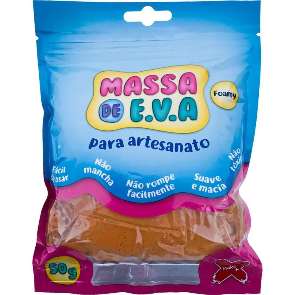 MASSA DE EVA MARROM 50G MAKE+ (UNIDADE)