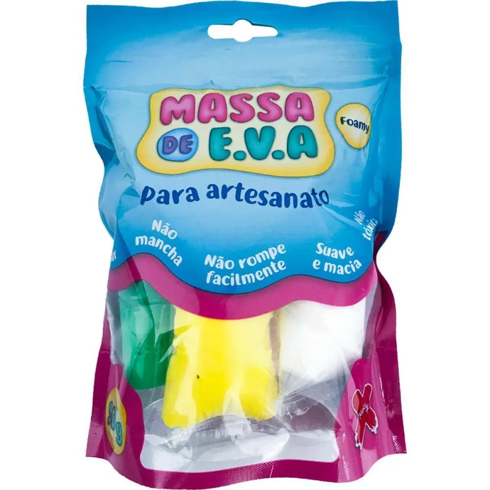 MASSA DE EVA 5 CORES SOR.BR/VM/AZ/VD/AM 50G MAKE+ (PACOTE) - imagem 3