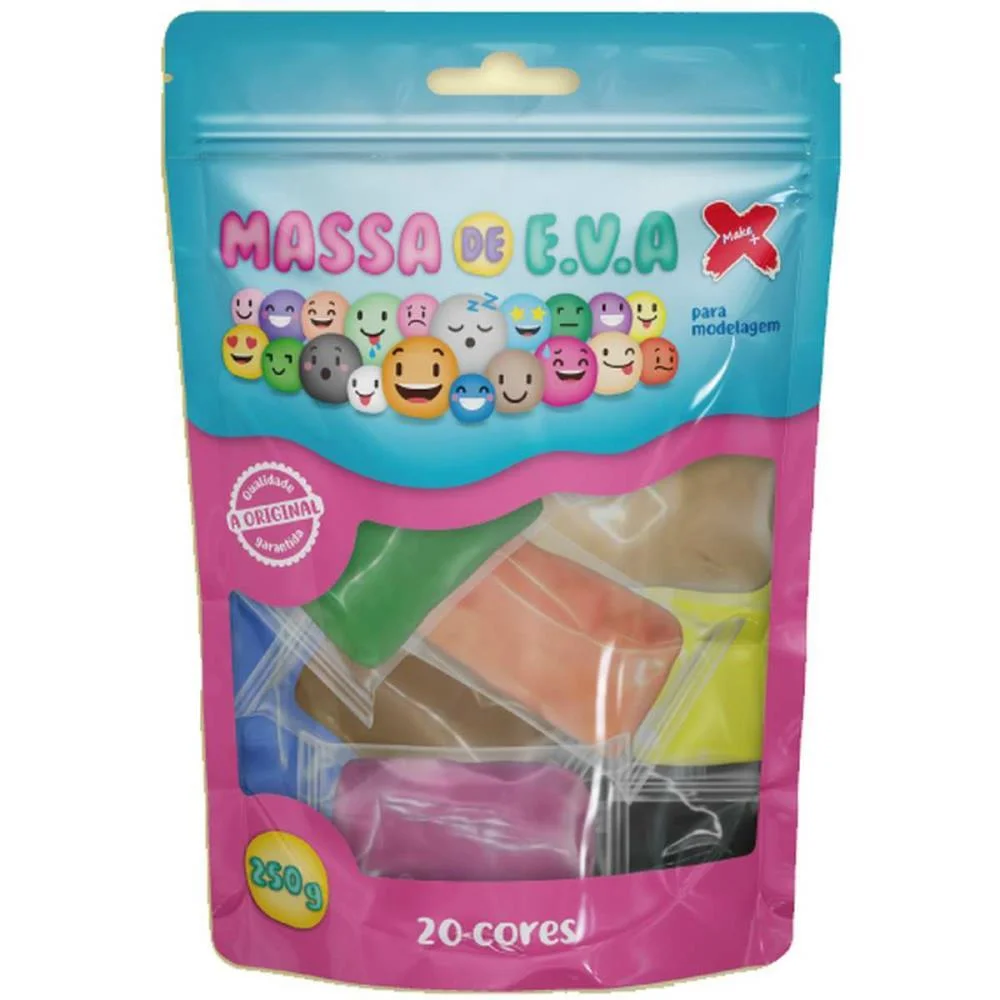 MASSA DE EVA 20 CORES SORTIDAS TOTAL 250G MAKE+ (PACOTE) - imagem 2