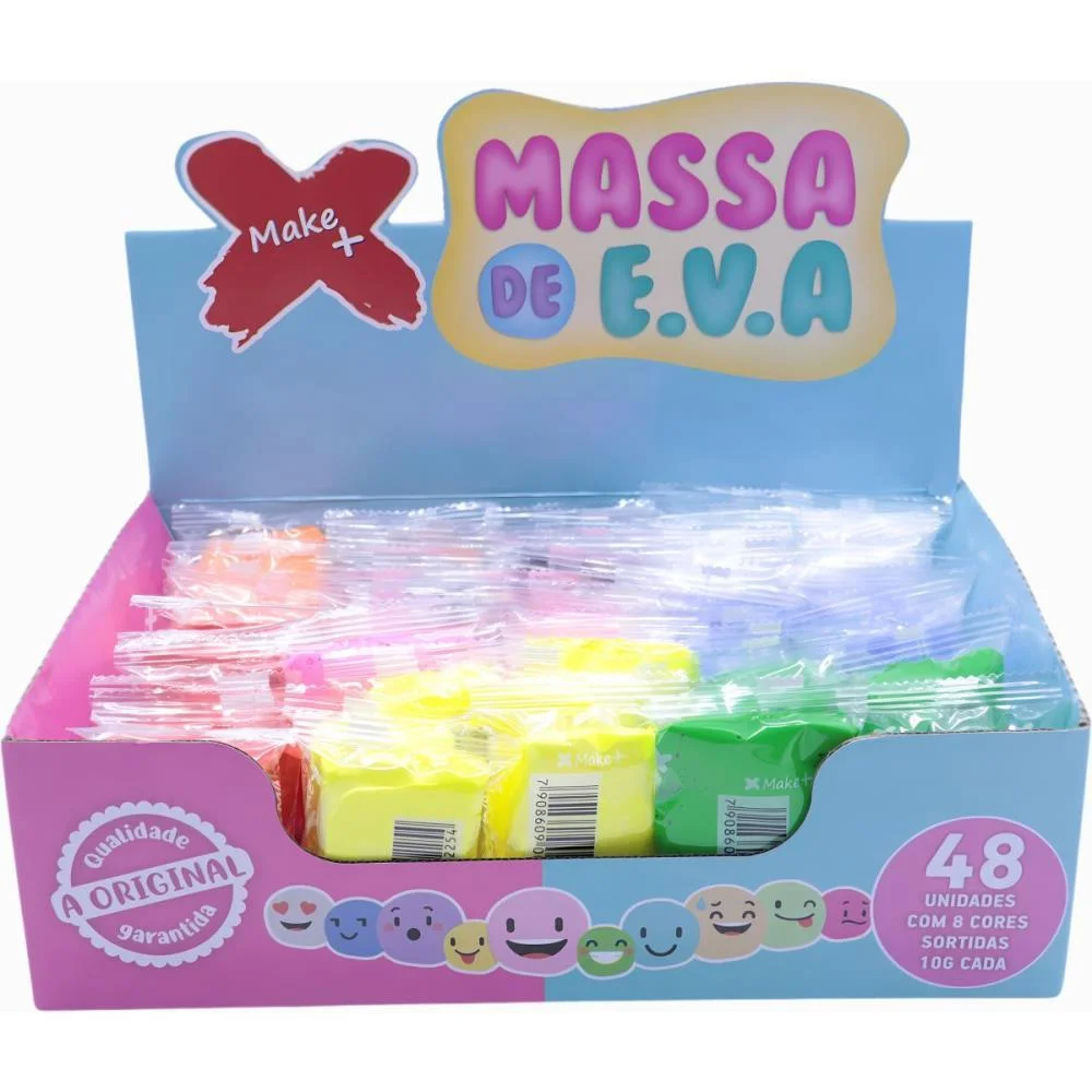 MASSA DE EVA 8 CORES SORTIDAS TOTAL 480G MAKE+ (DP.C/48) - imagem 2