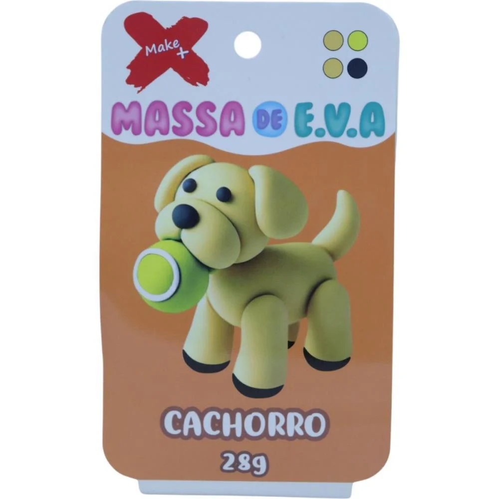 MASSA DE EVA CRIATIVA CACHORRO C/04 CORES 28 G MAKE+  - imagem 2