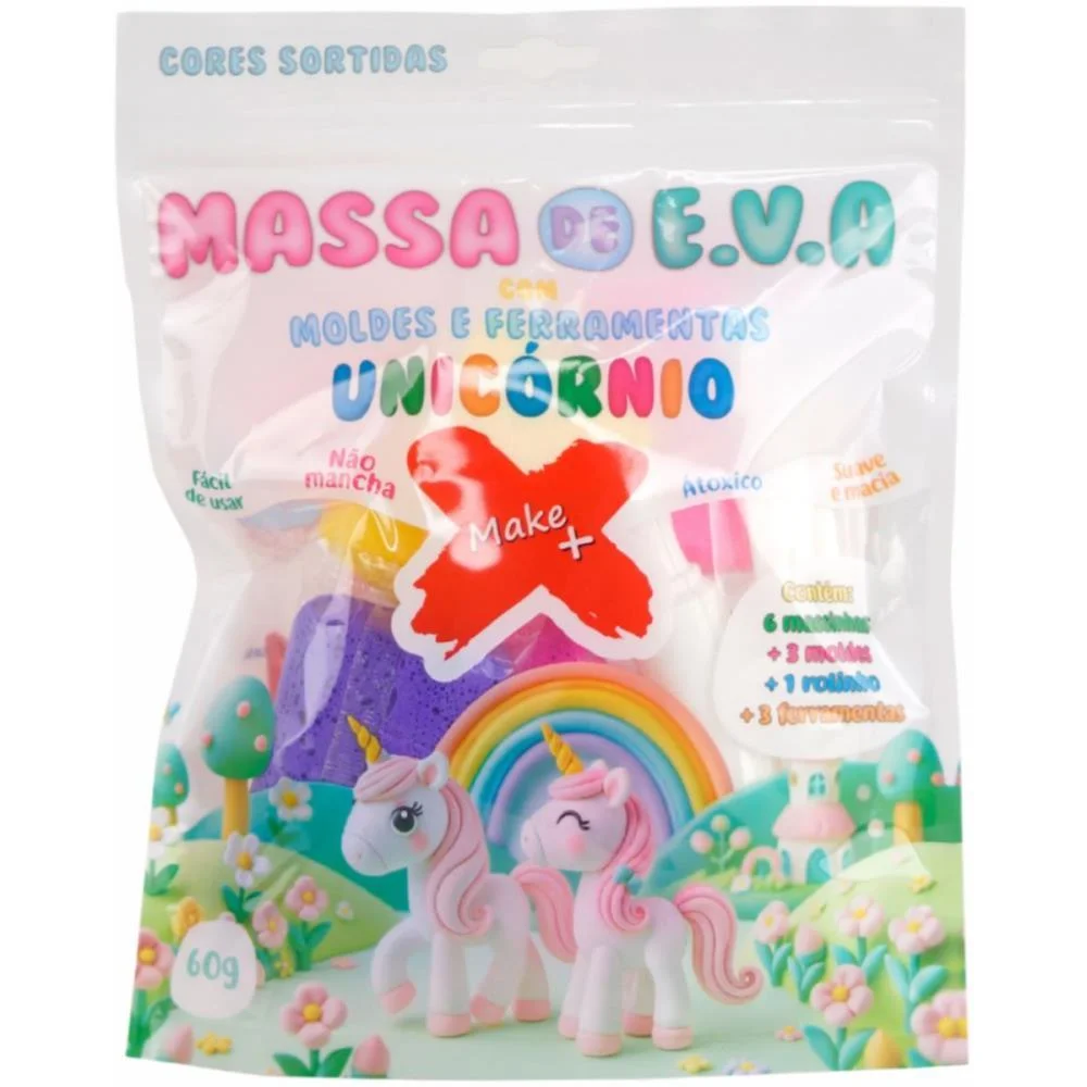 MASSA DE EVA CRIATIVA UNICORNIO C/MOLDE 60G MAKE+ (PACOTE) - imagem 2