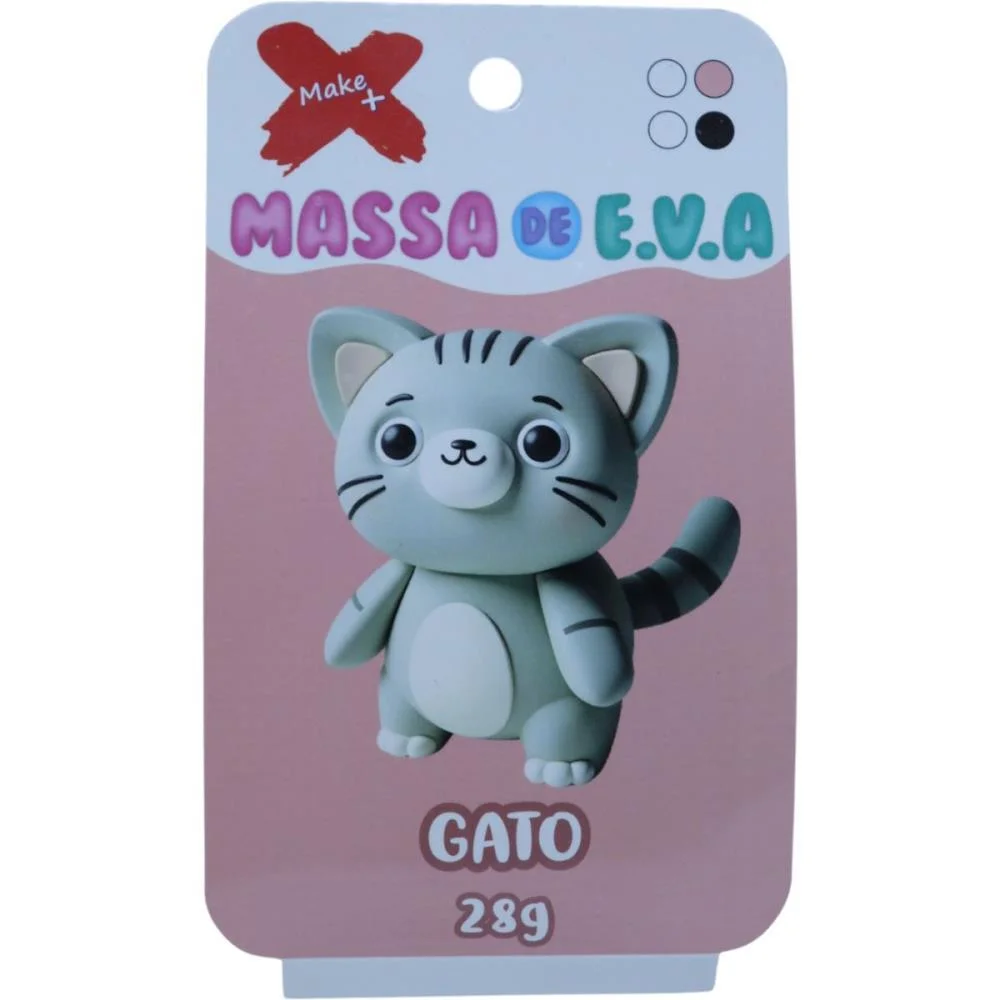 MASSA DE EVA CRIATIVA GATO C/04 CORES 28 G MAKE+  - imagem 3