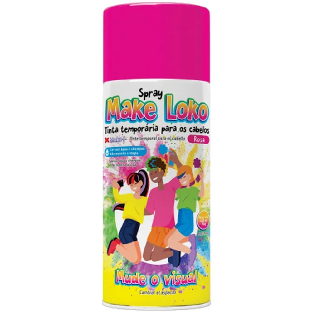 PINTA CABELO 120ML LOKO ROSA MAKE+ (DP.C/12) - imagem 3
