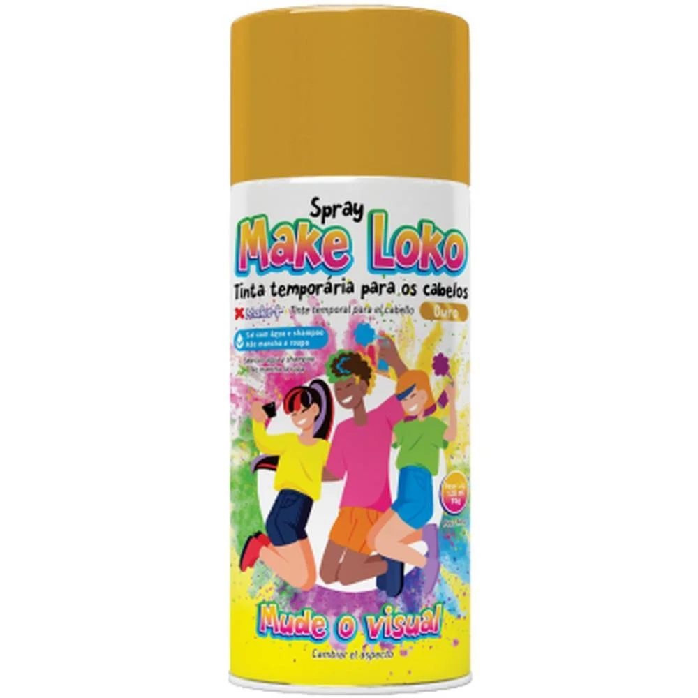 PINTA CABELO 120ML LOKO BRILHO DOURADO MAKE+ (DP.C/24) - imagem 2