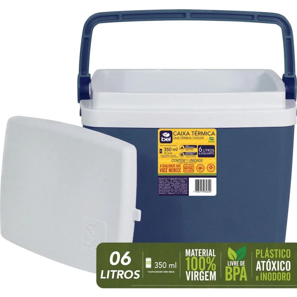 CAIXA TERMICA 6L C/ALCA E SUPORTE AZUL BEL  - imagem 3