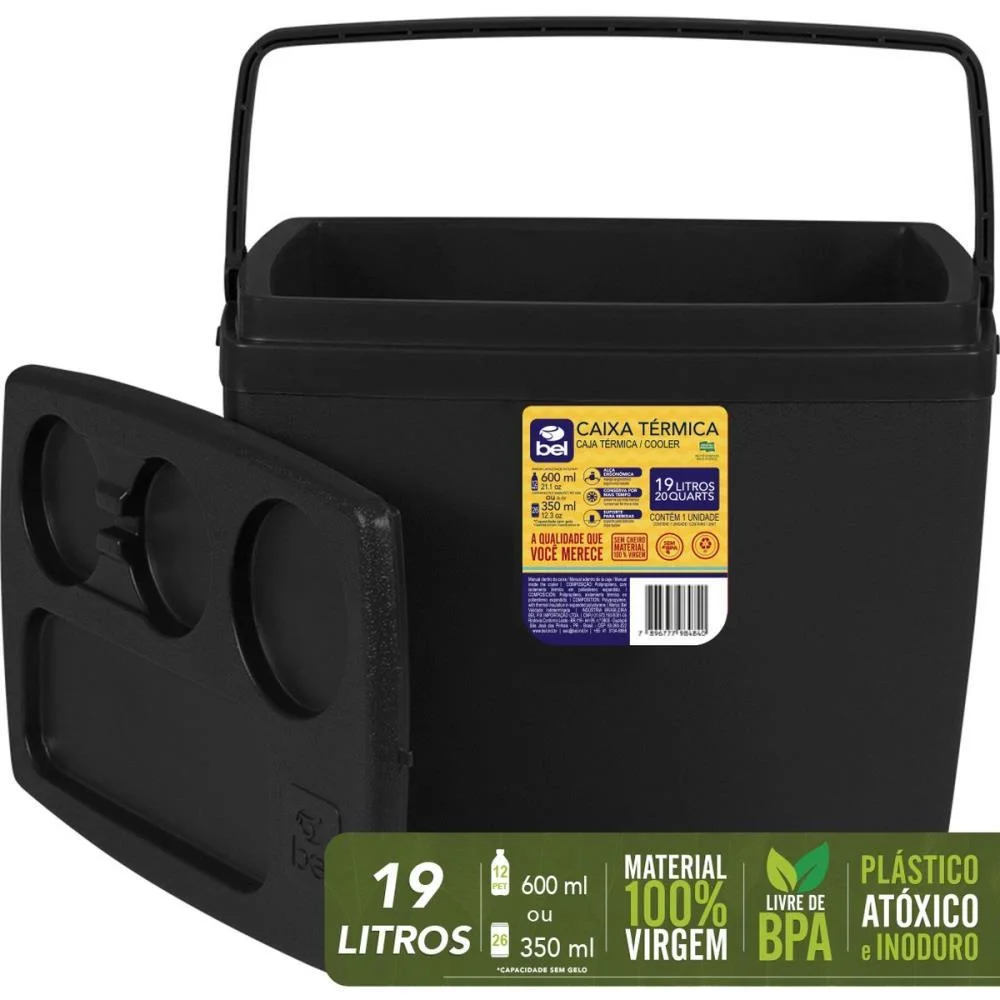 CAIXA TERMICA 19L C/ALCA PRETA BEL  - imagem 7