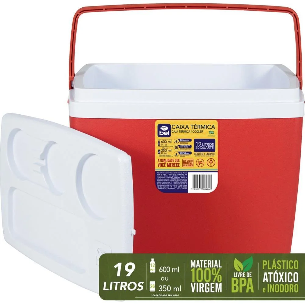 CAIXA TERMICA 19L C/ALCA VERMELHA BEL  - imagem 6