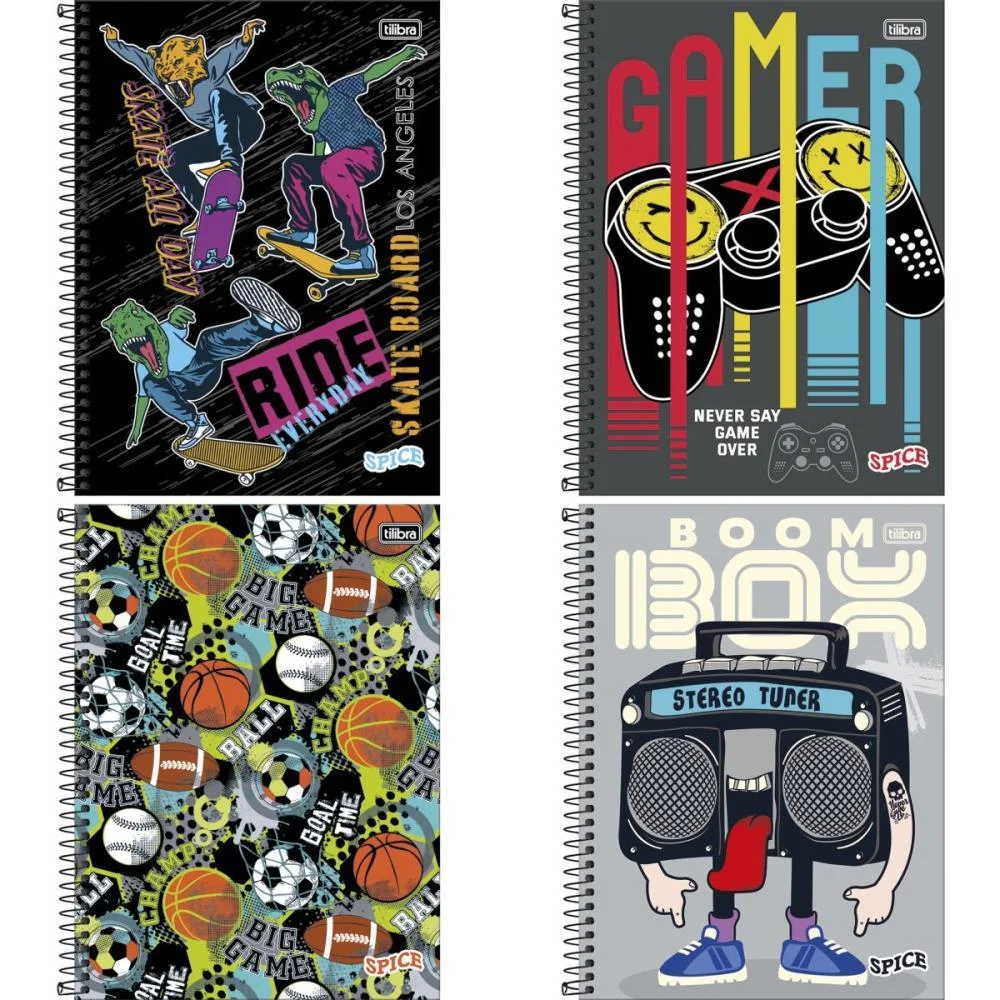 CADERNO 01X1 CAPA DURA SPICE MASCULINO 80 FOLHAS TILIBRA (PCT.C/04) - imagem 2