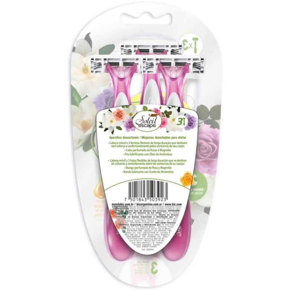 BARBEADOR DESCARTAVEL BIC SOLEIL ESCAPE C/3 BIC (BLISTER) - imagem 4