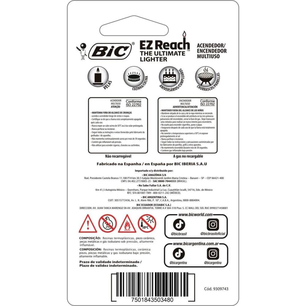 ISQUEIRO DESCARTAVEL EZ REACH BLISTER BIC (BLISTER) - imagem 5