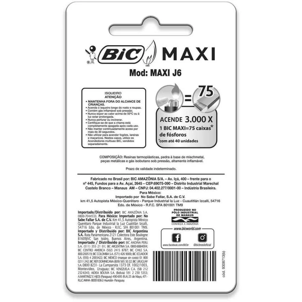 ISQUEIRO DESCARTAVEL BIC MAXI A GAS CX.C/36 BLISTER BIC (CAIXA) - imagem 5