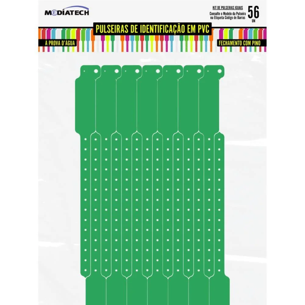 PULSEIRA IDENTIFICACAO PVC VERDE BANDEIRA C/PINO TECNOMIDIA (PCT.C/56) - imagem 6