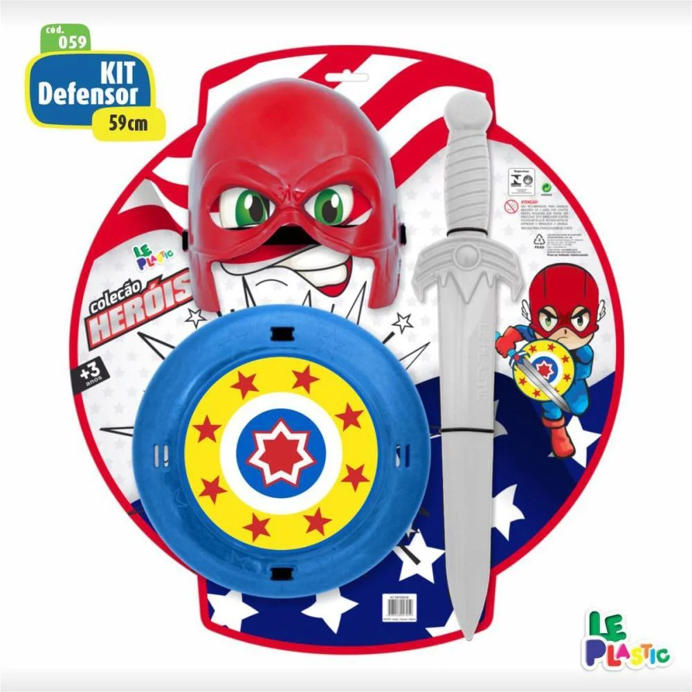 FANTASIA ACESSORIO HEROIS C/ESCUDO+ESPADA+MASCARA LEPLASTIC (UNIDADE) - imagem 3