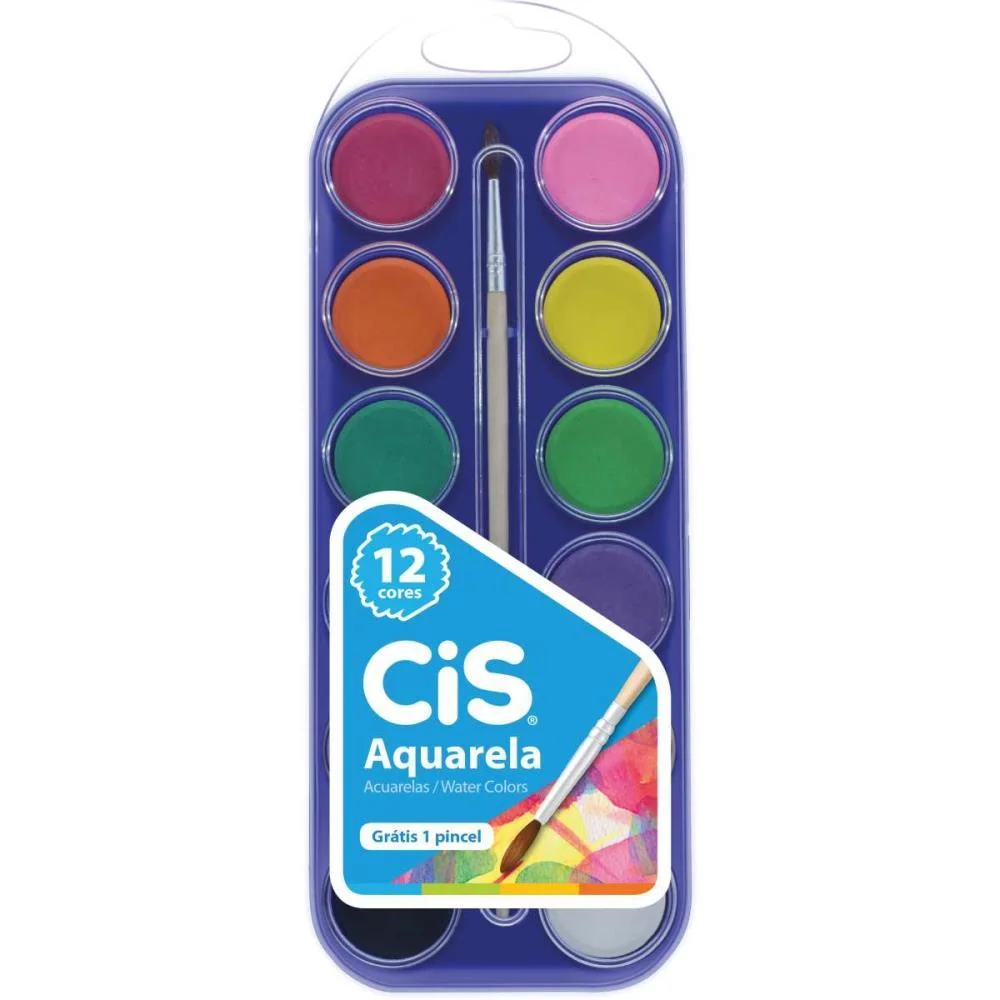 AQUARELA ESCOLAR CIS ESTOJO 12 CORES SERTIC (DP.C/06) - imagem 4