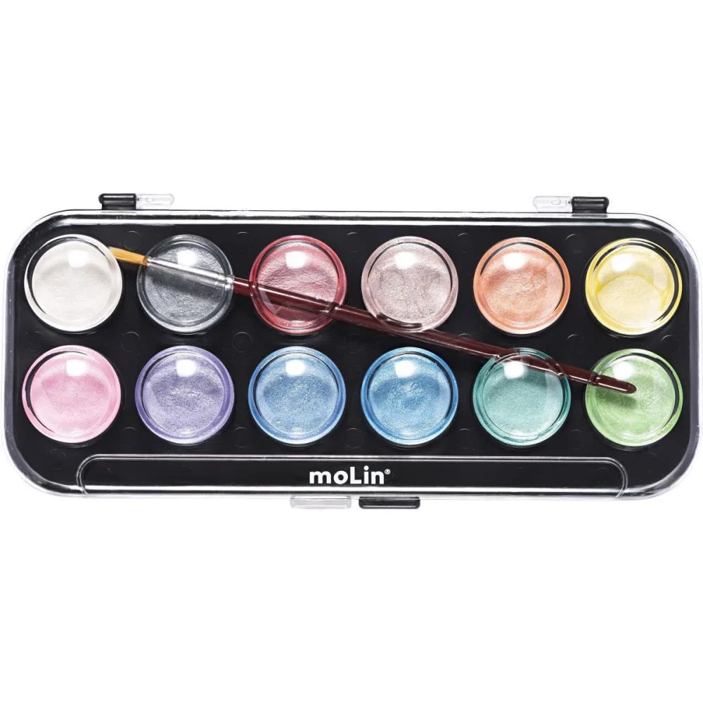 AQUARELA ESCOLAR METALICA ARTIST 12CORES MOLIN (ESTOJO) - imagem 4