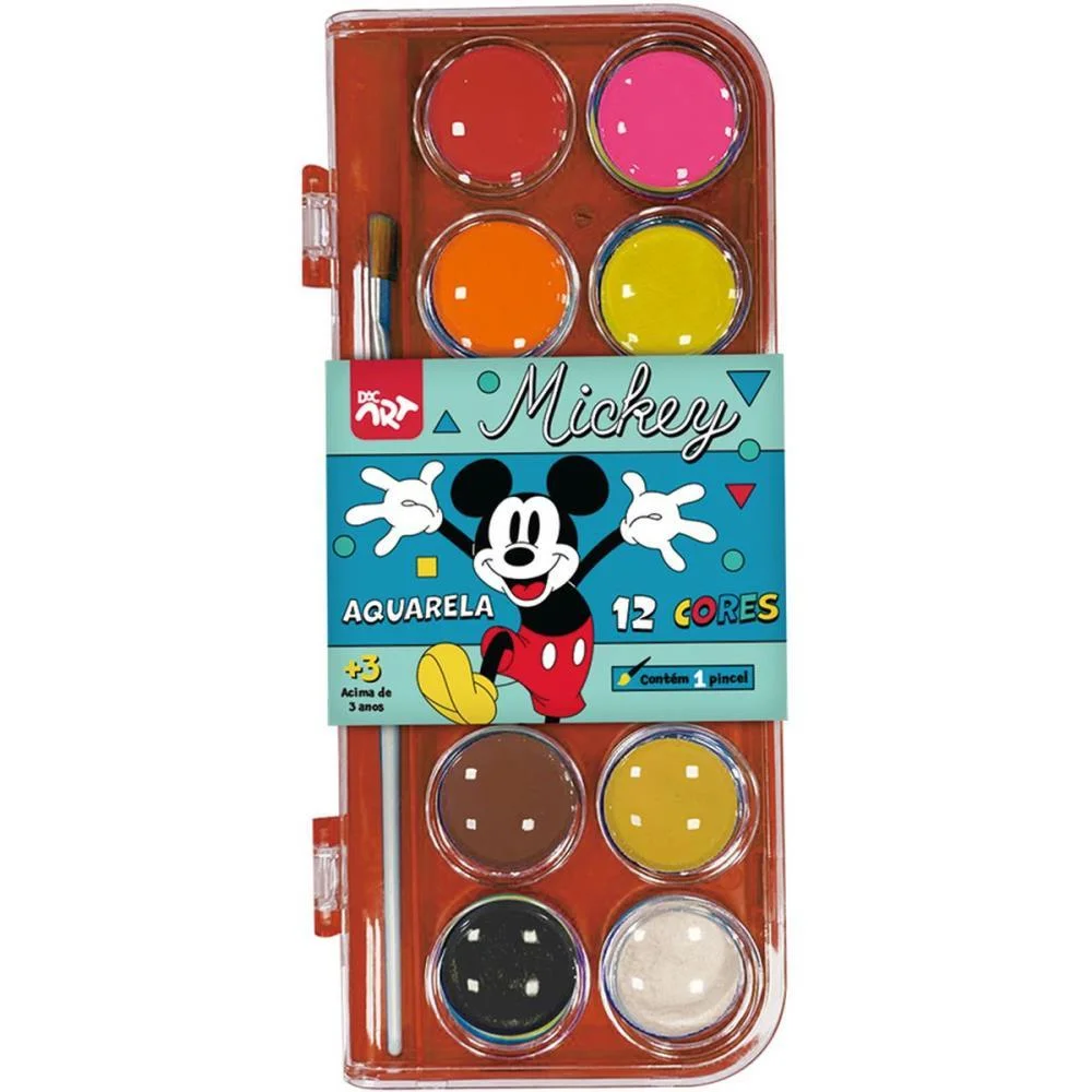 AQUARELA ESCOLAR MICKEY 12 CORES C/PINCEL DAC (UNIDADE) - imagem 2