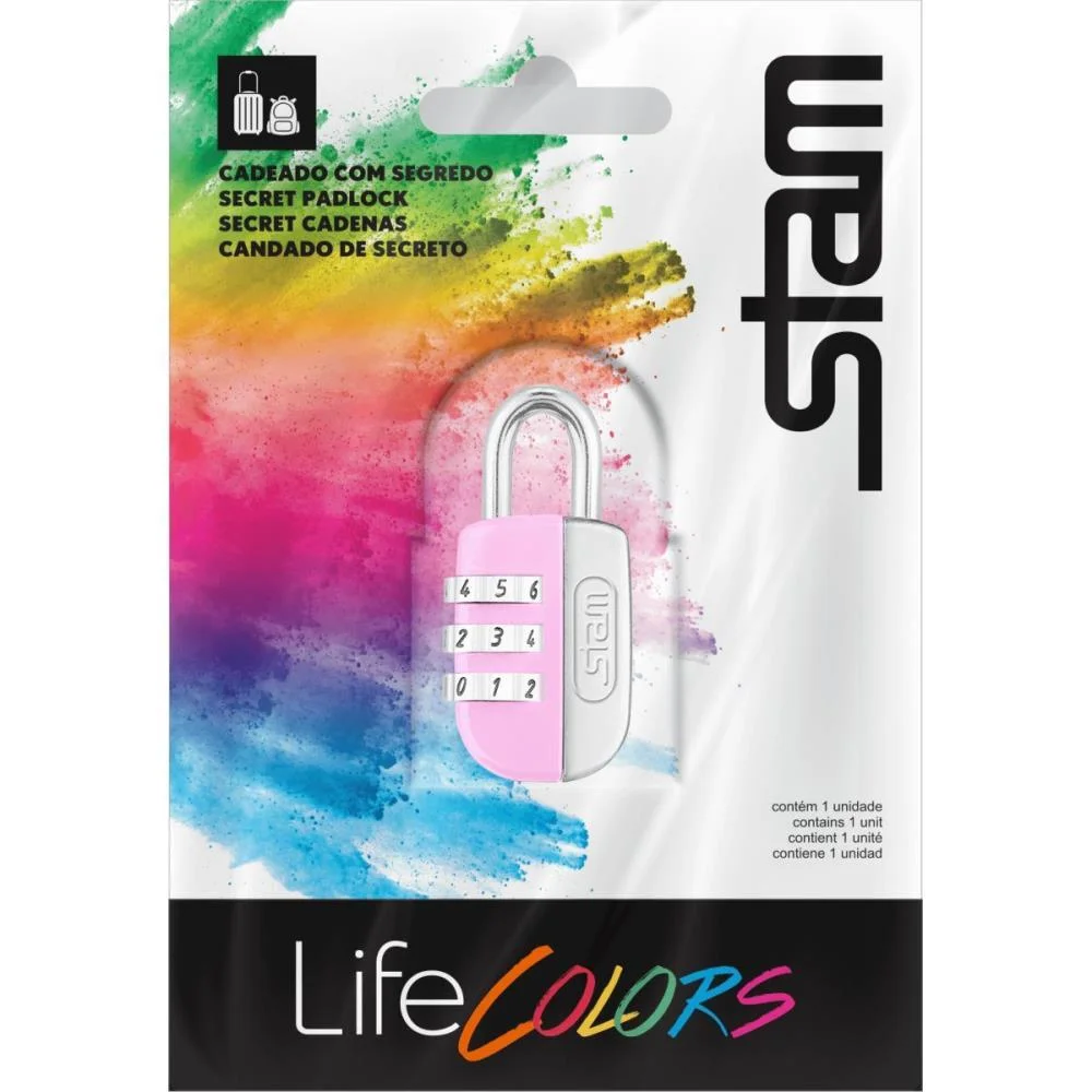 CADEADO SEGREDO 20MM LIFE COLORS ROSA STAM (UNIDADE) - imagem 5