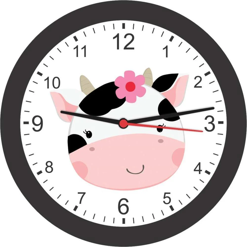 RELOGIO DE PAREDE REDONDO VAQUINHA FLOR PTO 21,7 BELLS (UNIDADE) - imagem 2