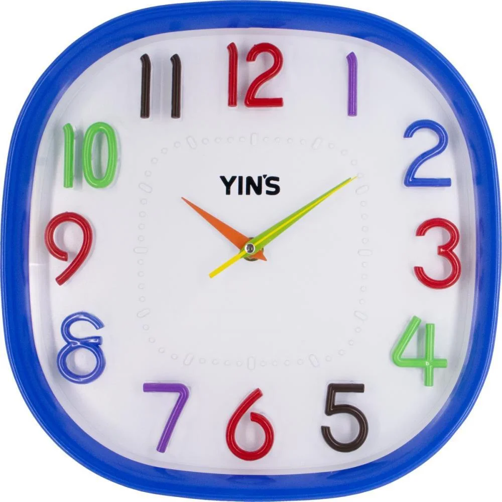 RELOGIO DE PAREDE QUADRADO NUM. COLORIDO 28,7CM TT BRASIL (UNIDADE) - imagem 3