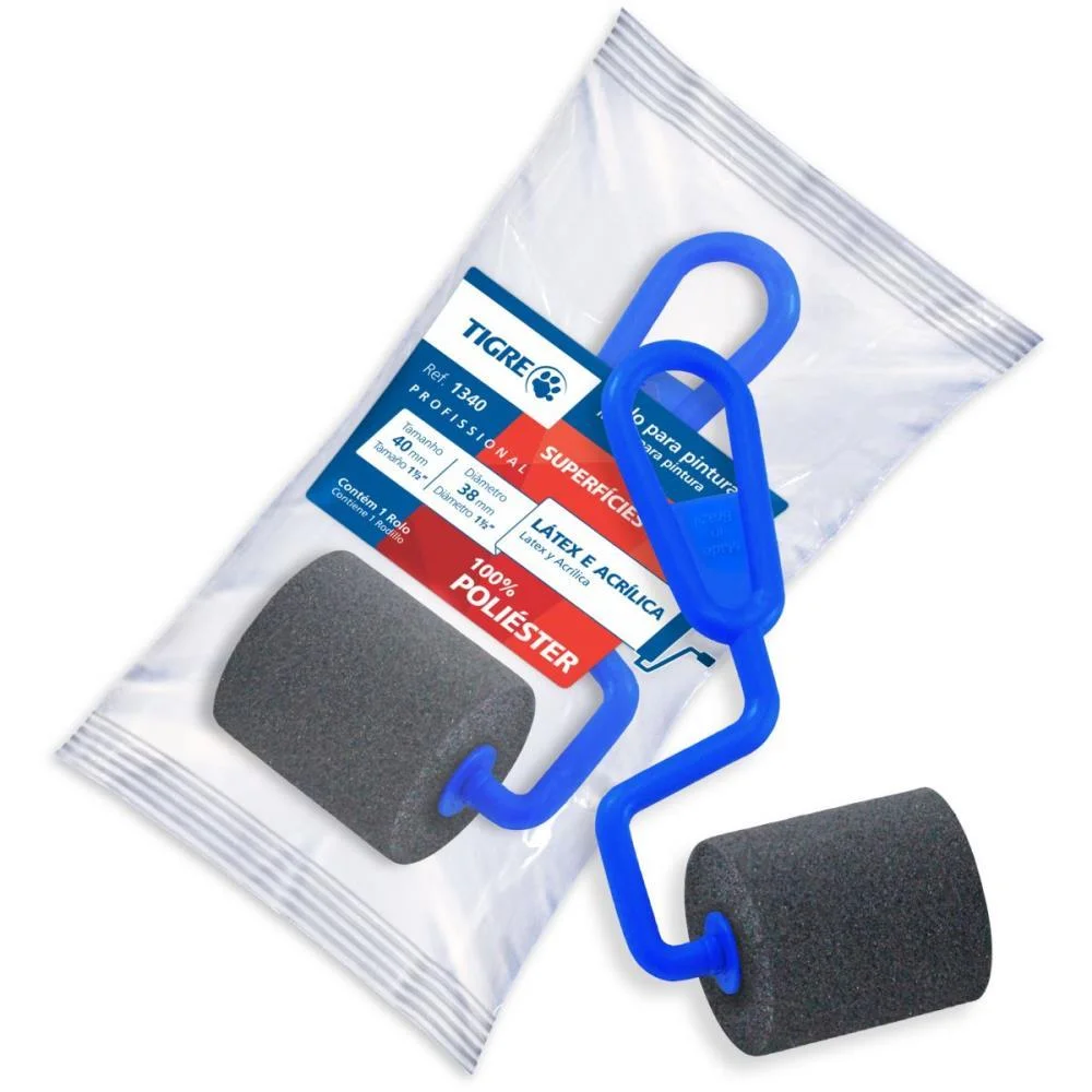 ROLO DE PINTURA ESPUMA POLIEST.1340 CINZA 4CM PINCEIS TIGRE (CX.C/24) - imagem 2