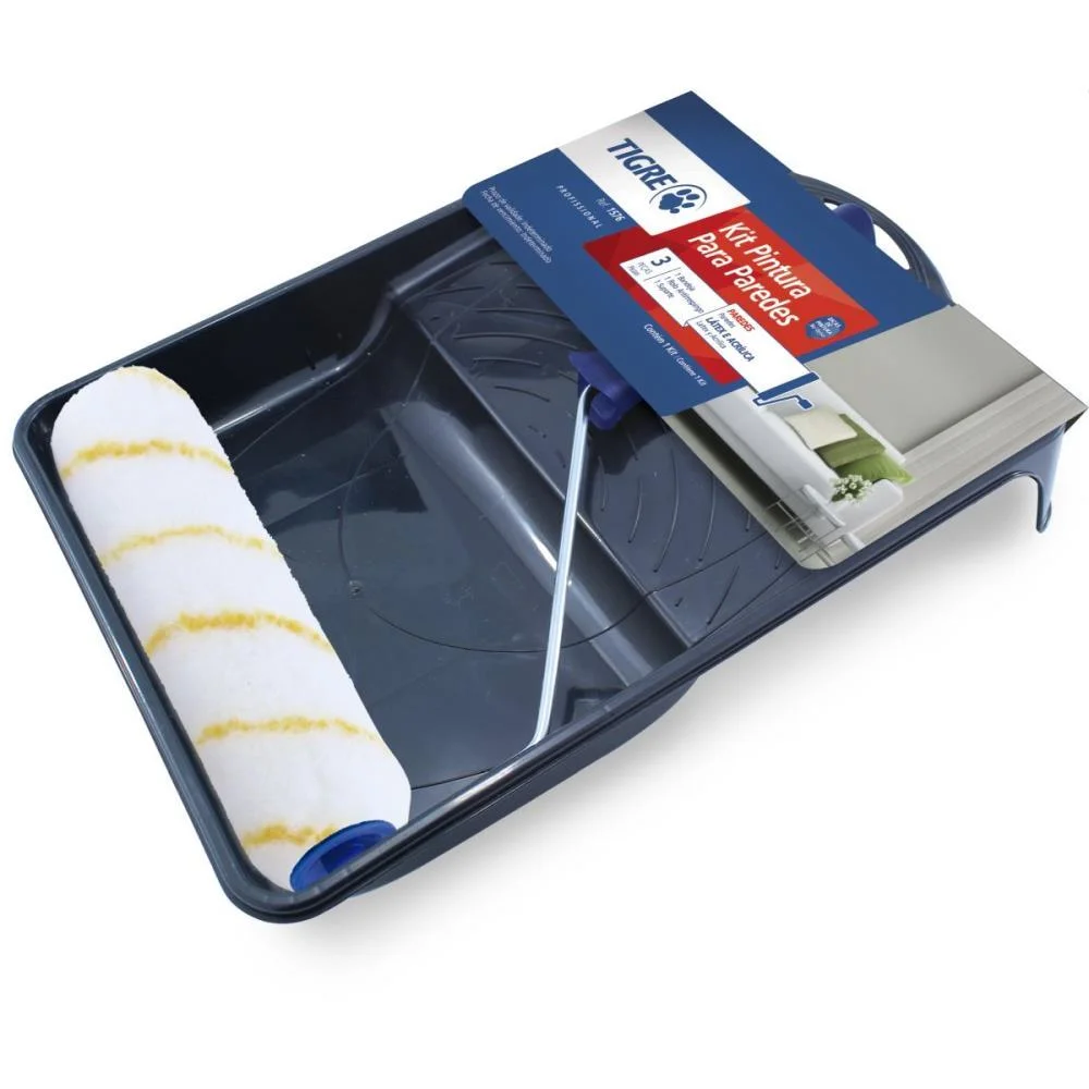 ROLO DE PINTURA KIT ANTI RESPINGO 3PCS P/LATEX PINCEIS TIGRE (KIT) - imagem 2