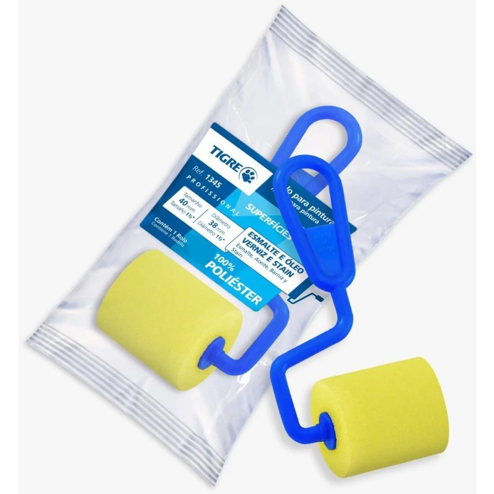ROLO DE PINTURA ESPUMA POLIEST.MINI AMARELO PINCEIS TIGRE (UNIDADE) - imagem 2