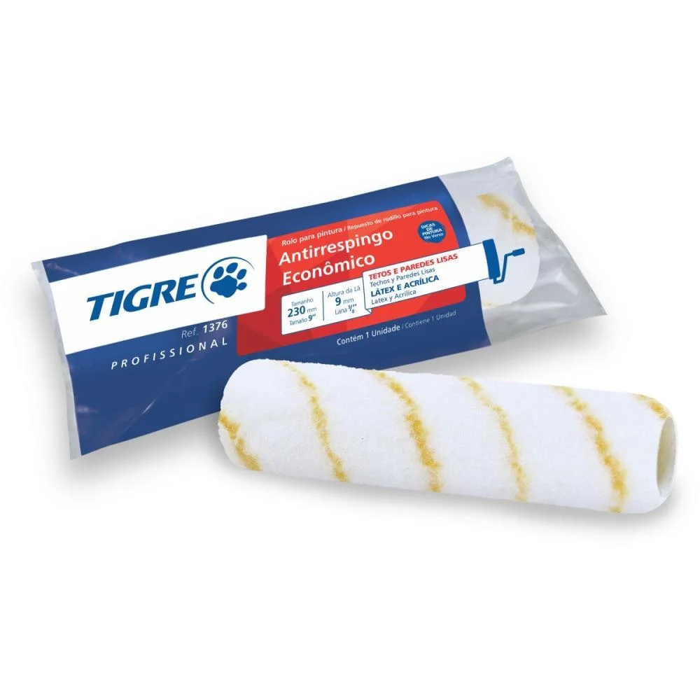 ROLO DE PINTURA ANTIRESPINGO ECONOMICO PINCEIS TIGRE (UNIDADE) - imagem 2