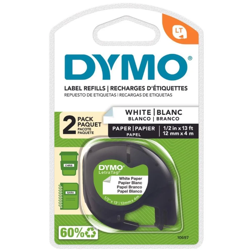 FITA PARA ROTULADOR ELETRONICO 12MMX4MTS PAPEL PRETO/BRANCO IMEX (BL.C/02) - imagem 4