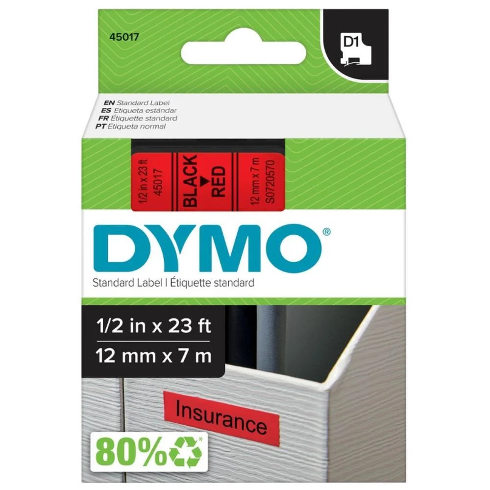 FITA PARA ROTULADOR PROFISSION D1 12MMX7M PRETA/VERMELHA IMEX (UNIDADE) - imagem 4