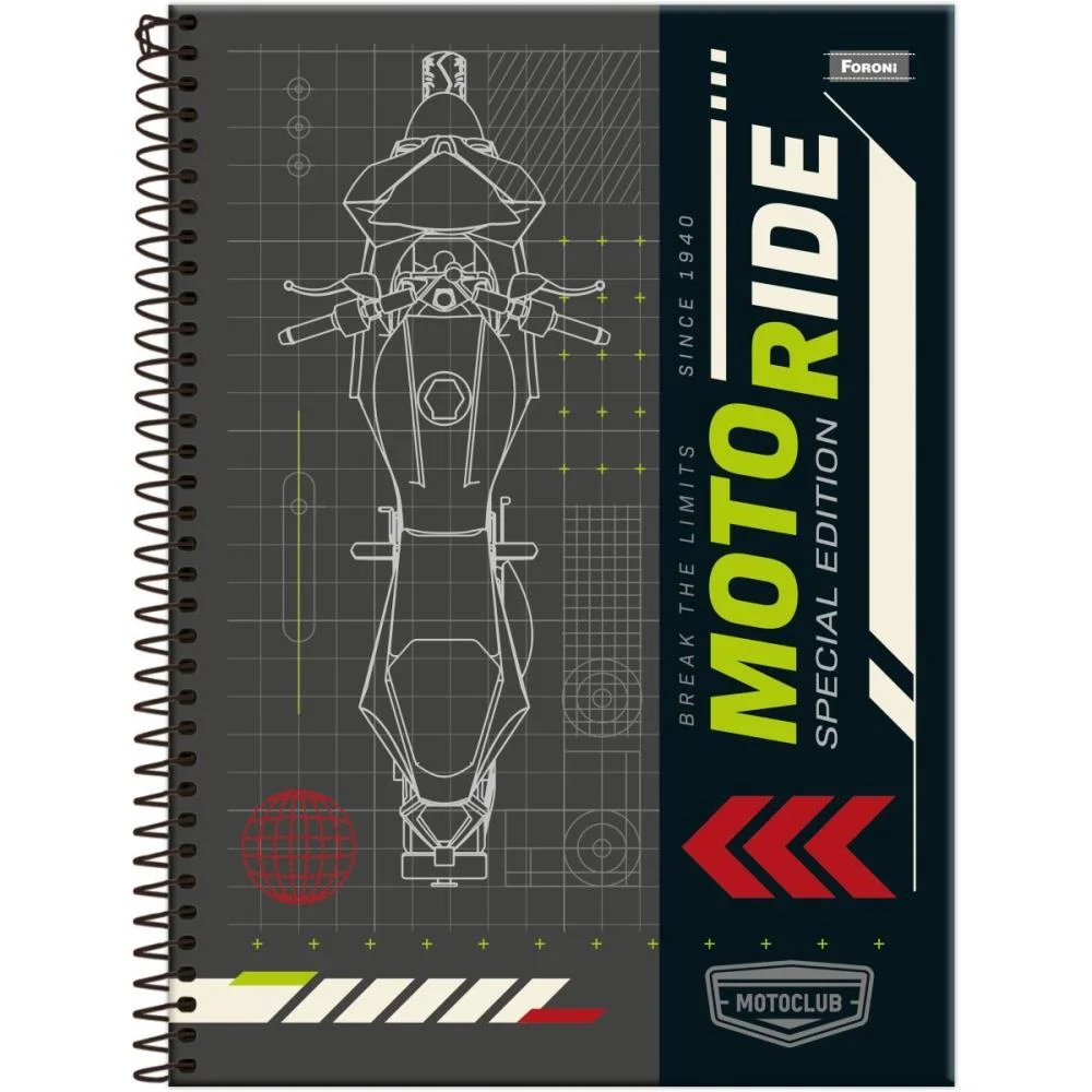 CADERNO 01X1 CAPA DURA MOTOCLUB 80F FORONI (PCT.C/04) - imagem 9