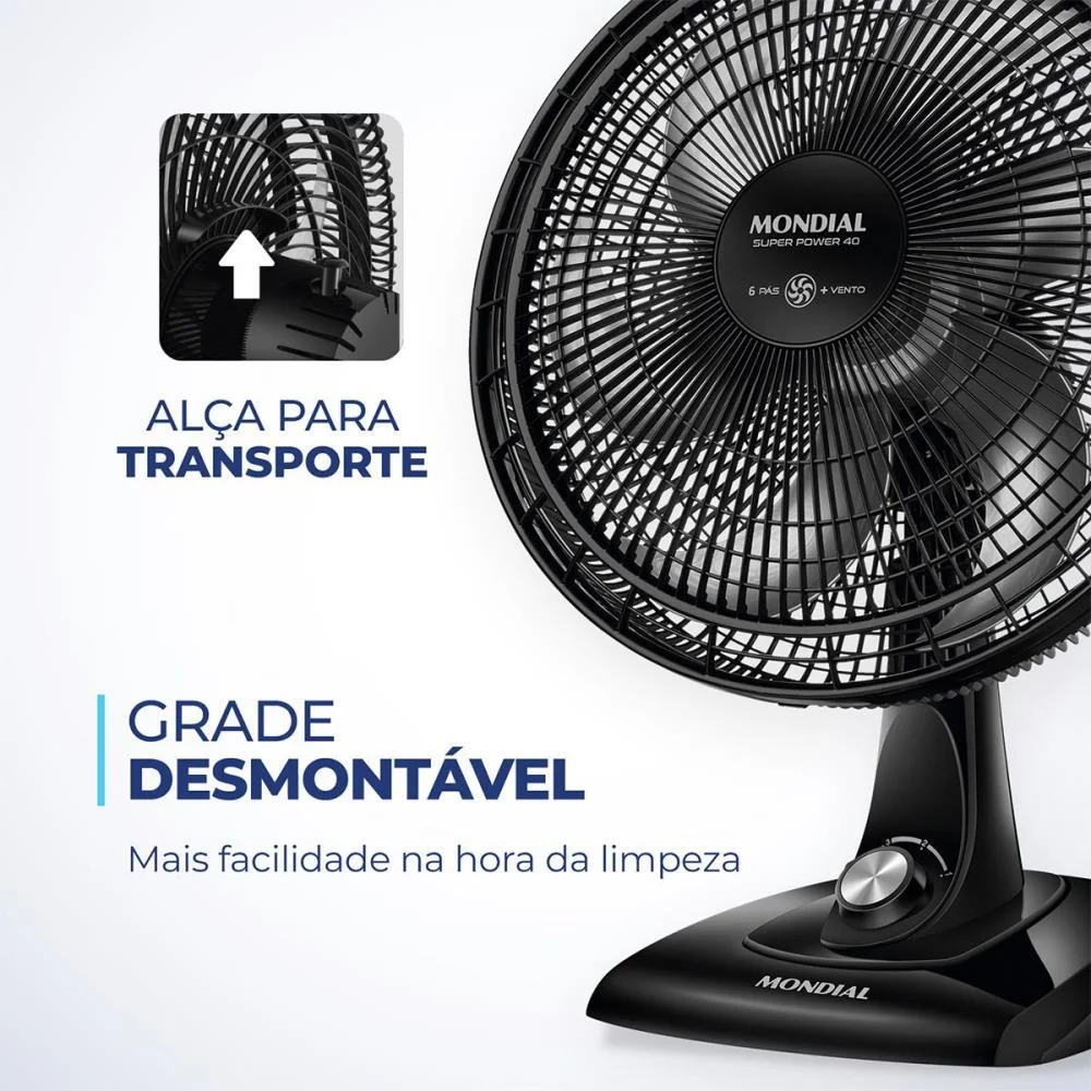 VENTILADOR MESA SUPER POWER 127V 40CM PTO MONDIAL (UNIDADE) - imagem 7