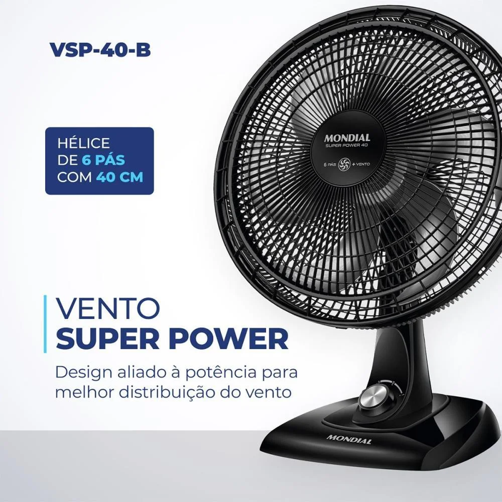 VENTILADOR MESA SUPER POWER 220V 40CM PTO MONDIAL (UNIDADE) - imagem 4