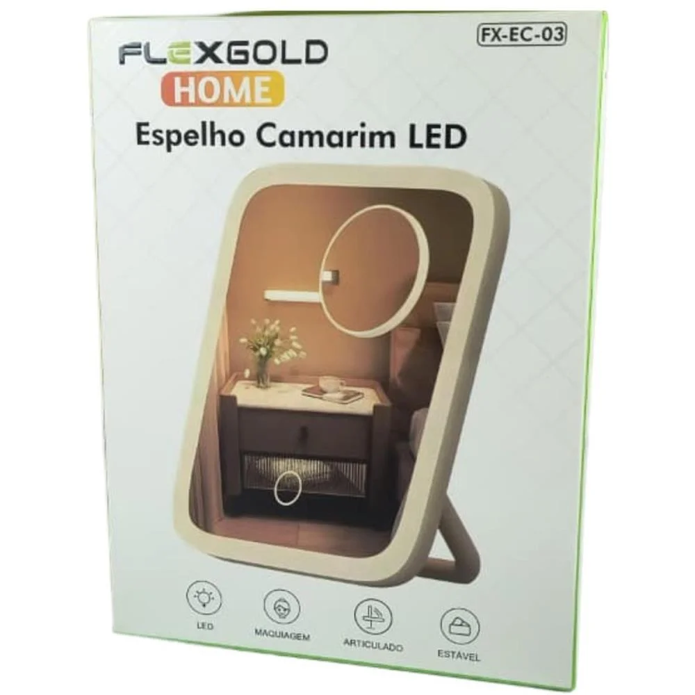 UTENSILIO DOMESTICO ESPELHO CAMARIM LED 19X15CM FLEX (UNIDADE) - imagem 3