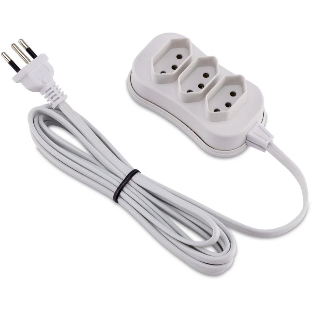 EXTENSAO ELETRICA TRIPOLAR 1M 3 TOMADAS SLIM BR FORCE LINE (UNIDADE) - imagem 2