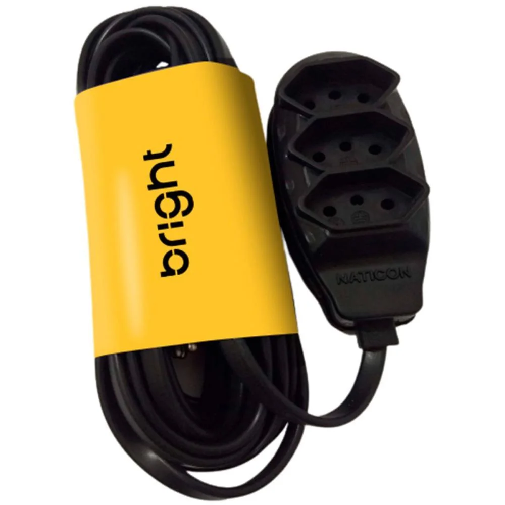 EXTENSAO ELETRICA TRIPOLAR 5M 3 TOMADAS PRETA BRIGHT (UNIDADE) - imagem 2