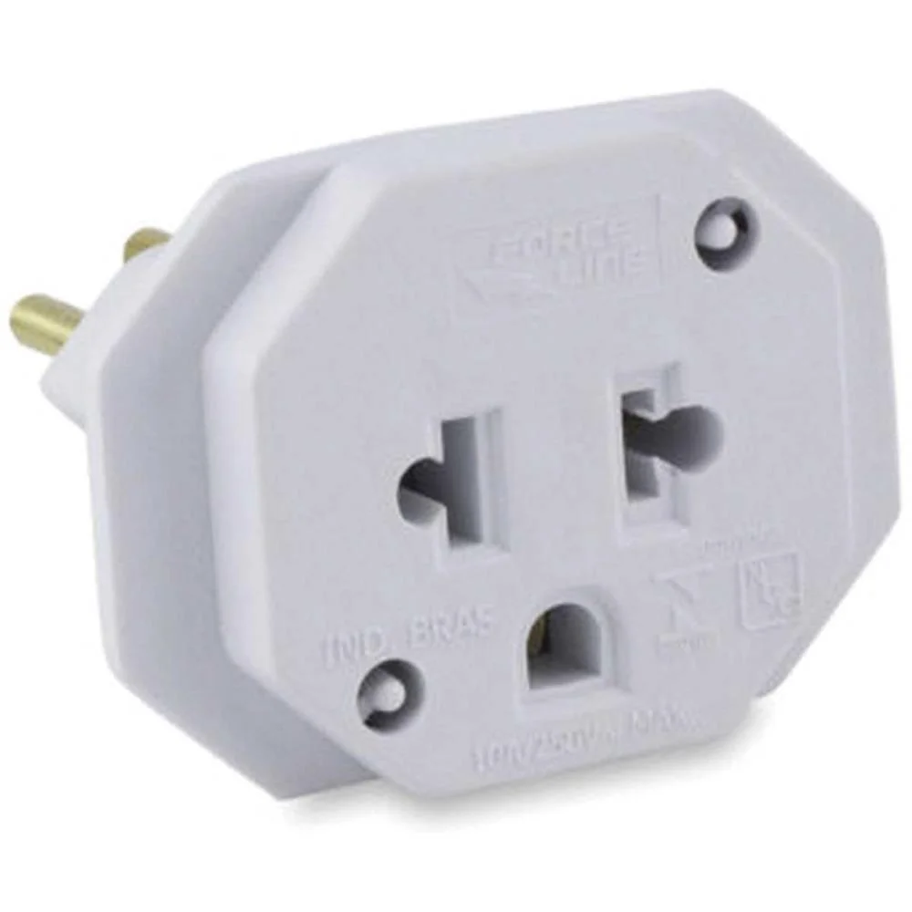 ADAPTADOR PARA TOMADA UNIVERSAL 2P+T 10A BIVOLT BRAN FORCE LINE (UNIDADE) - imagem 2
