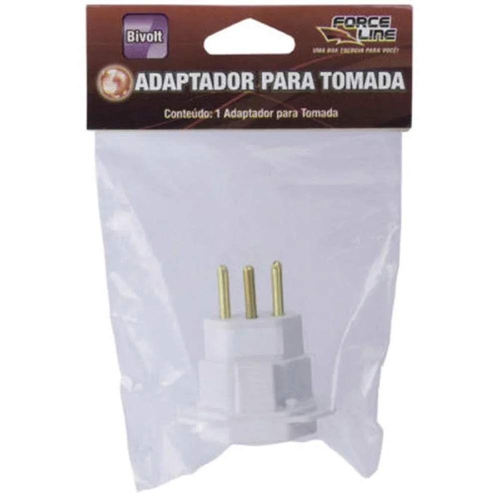 ADAPTADOR PARA TOMADA UNIVERSAL 2P+T 10A BIVOLT BRAN FORCE LINE (UNIDADE) - imagem 4