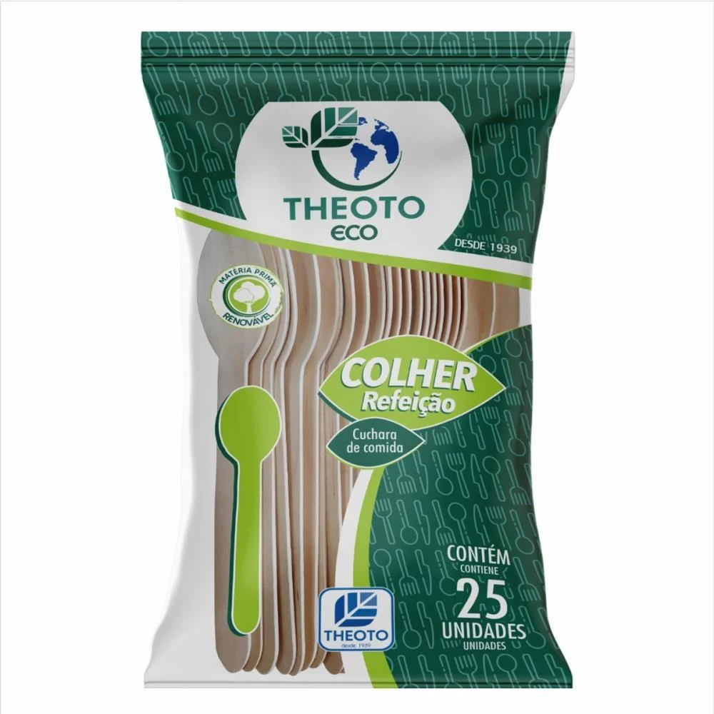 TALHER DESCARTAVEL COLHER REFEIÇAO MADEIRA THEOTO (PCT.C/25) - imagem 2