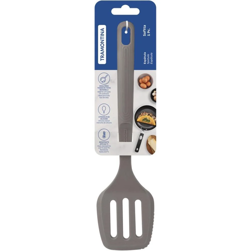 TALHER ESPATULA VAZADA SILICONE CINZA TRAMONTINA (UNIDADE) - imagem 4