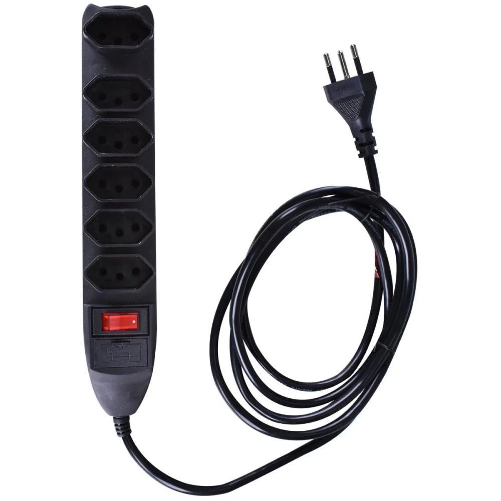 FILTRO DE LINHA 6 TOMADAS BIVOLT PRETO ELGIN (UNIDADE) - imagem 2