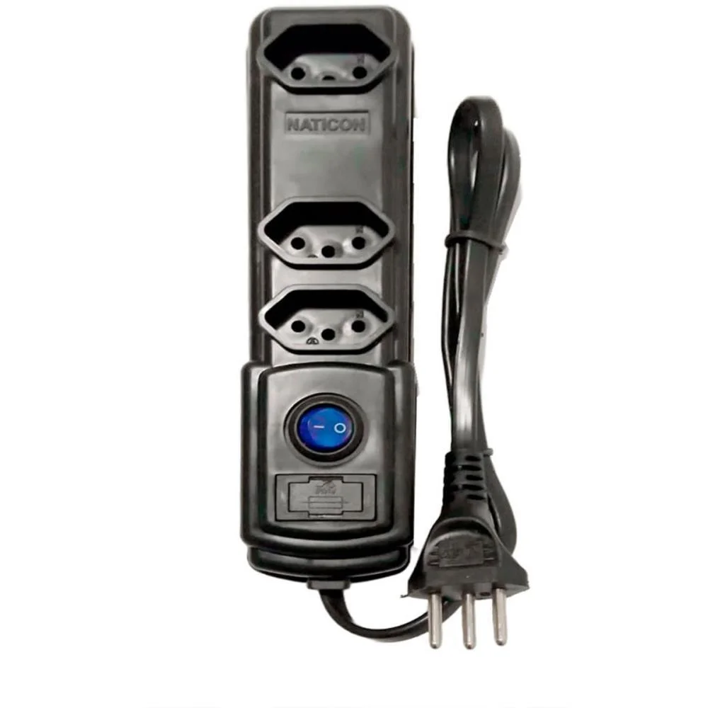 FILTRO DE LINHA 3 TOMADAS 75 MM BIVOLT PRETO BRIGHT (UNIDADE) - imagem 2