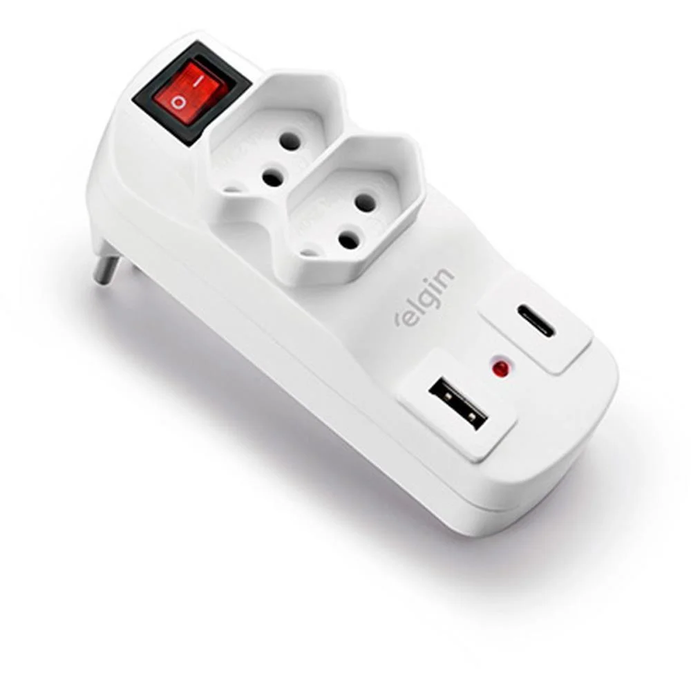 FILTRO DE LINHA 2 TOMADAS +USB TIPO A/C 10AMP ELGIN (UNIDADE) - imagem 4